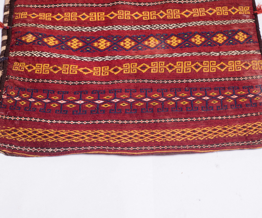 20th Century Naturally Dyed Wool Beluch Khourjeen-Torbah from Ghor Province - Hand-Woven