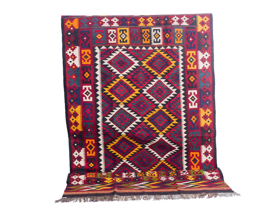 Authentic Maimana Kilim Rug - Hand-Woven Uzbek Design | Handmade