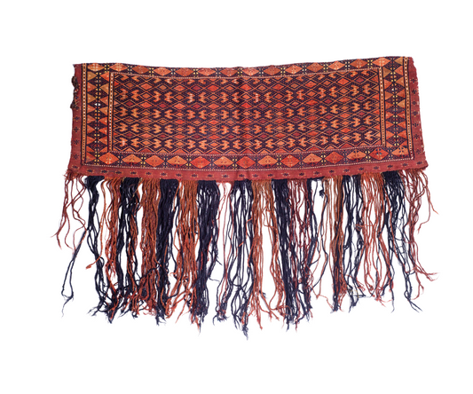 Antique Turkmen Sarah Jalar - Tent Hanger, 19th Century, Naturally Dyed, Embroidered and Woven