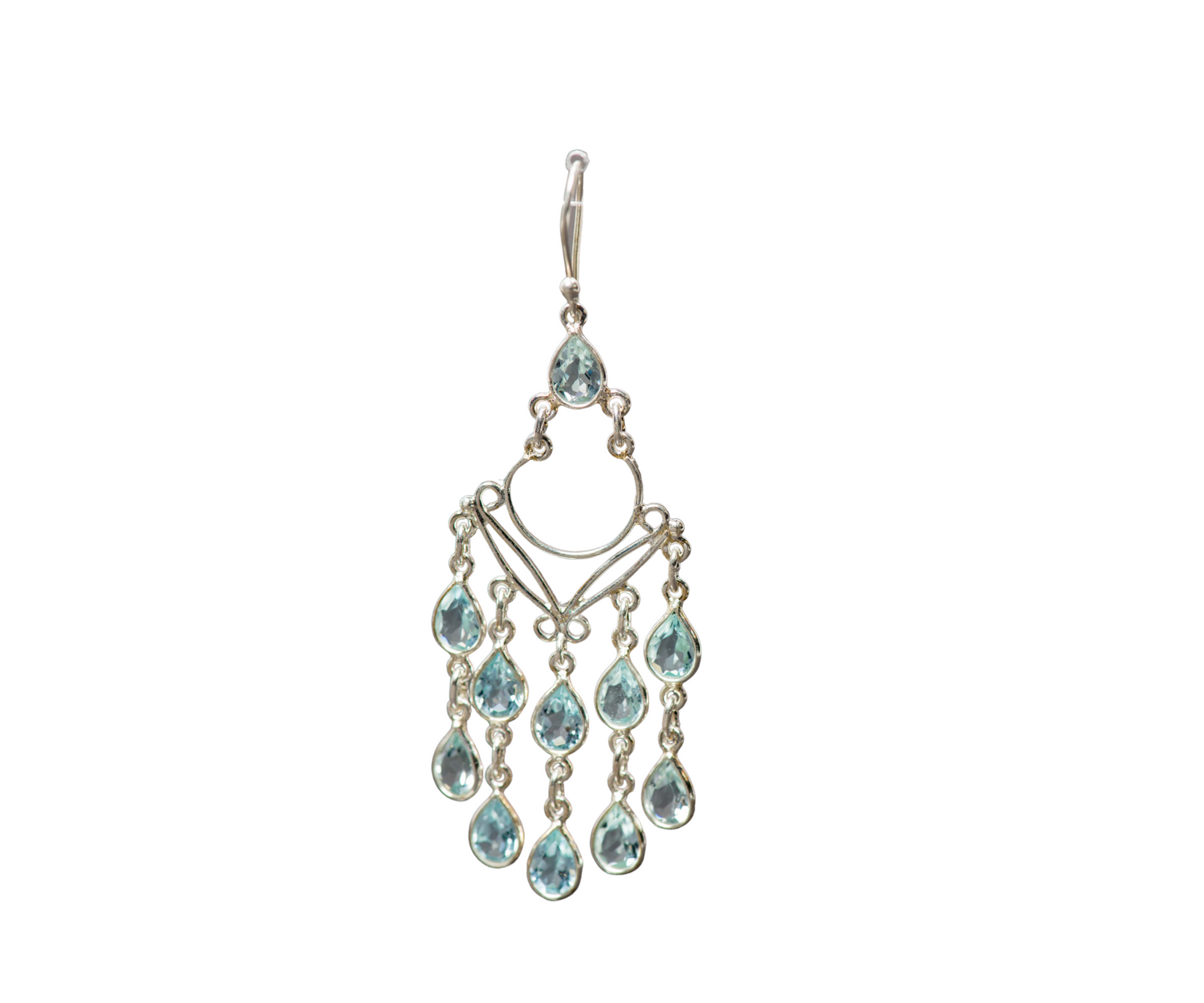 Aquamarine Quartz Waterfall Earrings