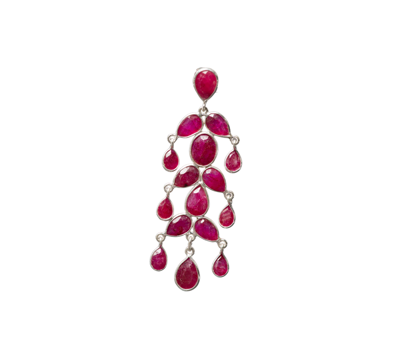 Exquisite Ruby 925 Sterling Silver Earrings, light Red gemstone