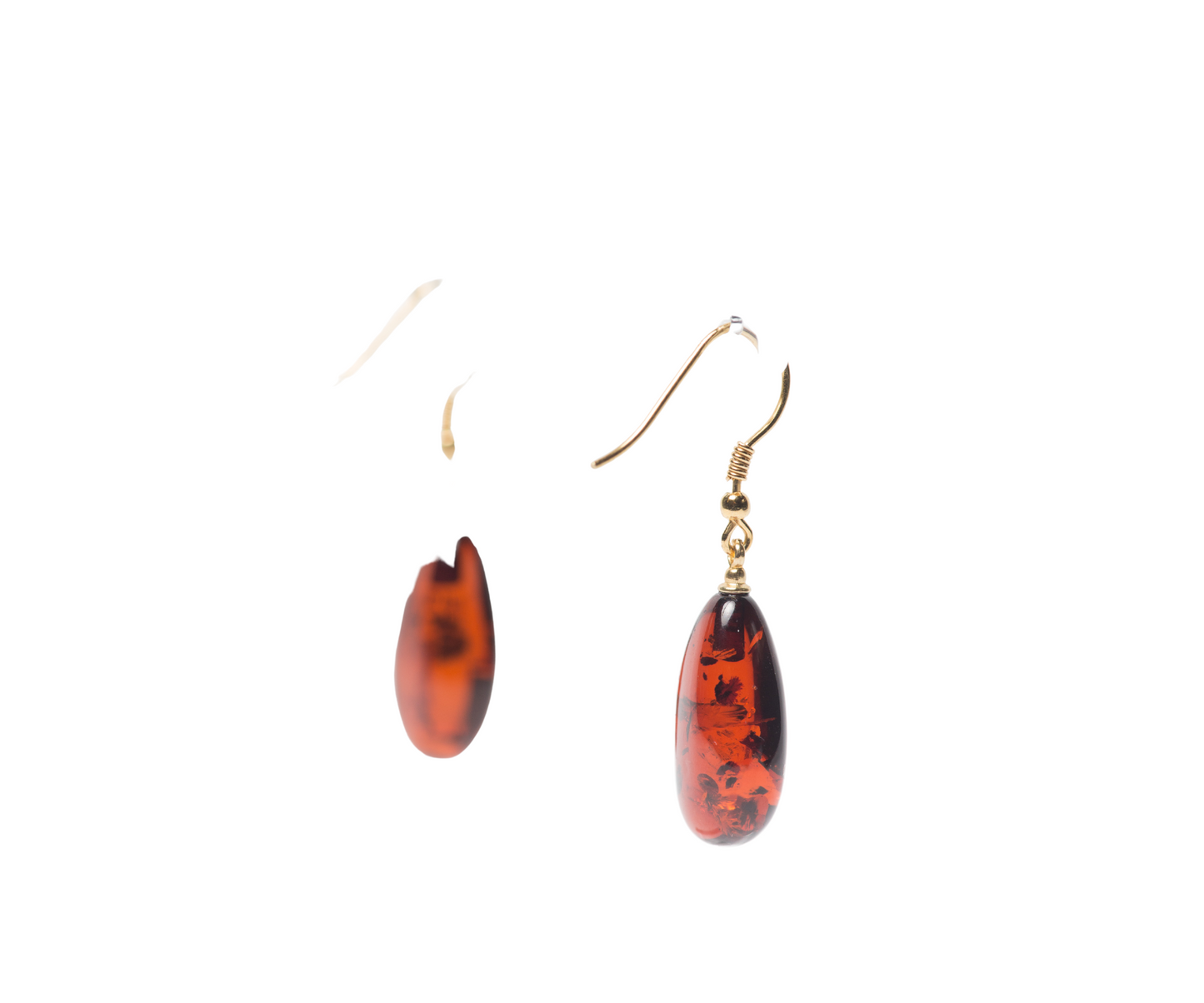 Natural Baltic Amber Drop Earrings, Sterling Silver