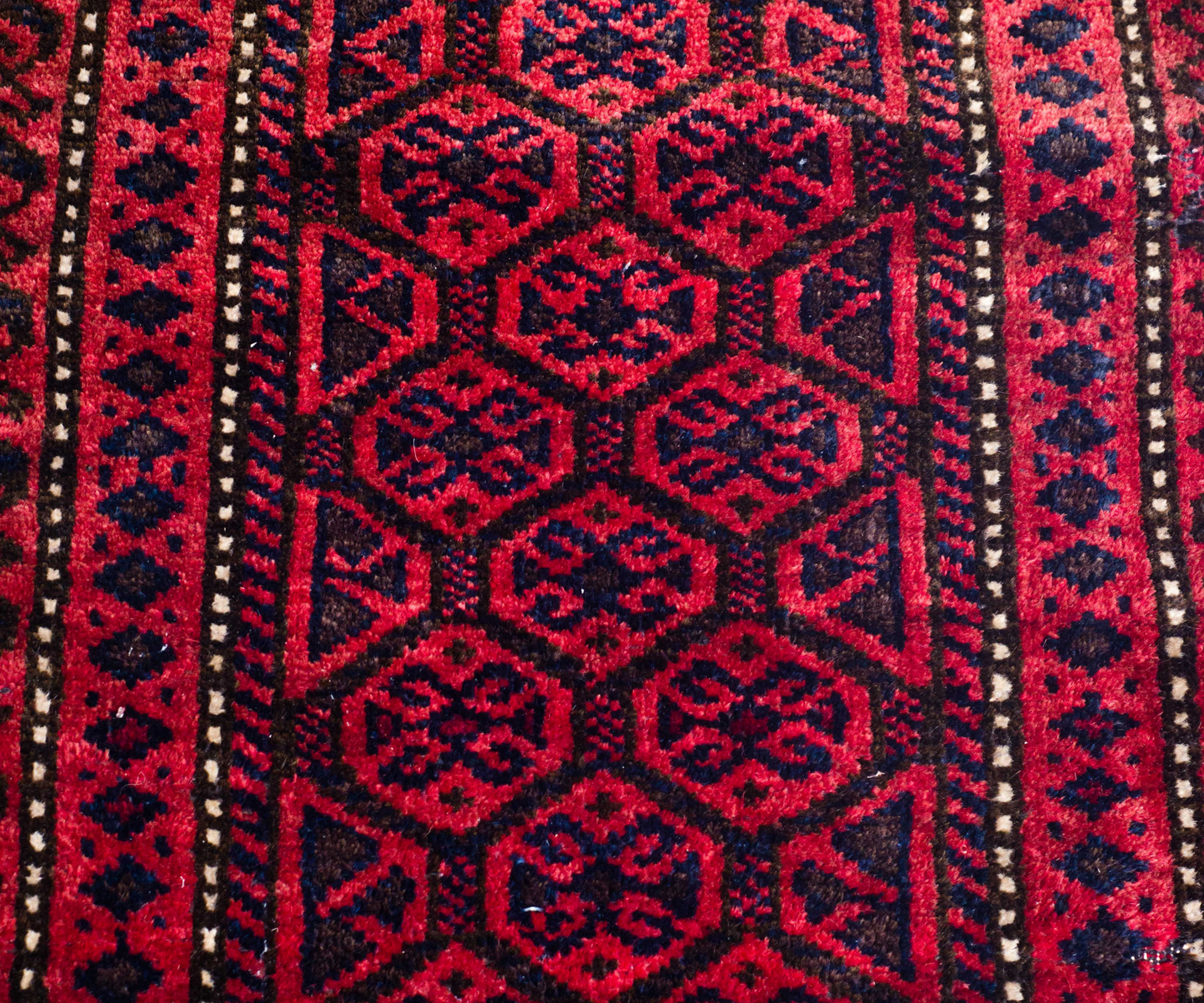 Unique Hand-Knotted Front, Hand-Woven Back Wool Rug