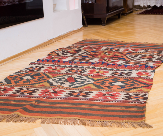 Unique Afghan Dasterkhan Uzbek Rug - Hand-Knotted, Naturally Dyed,