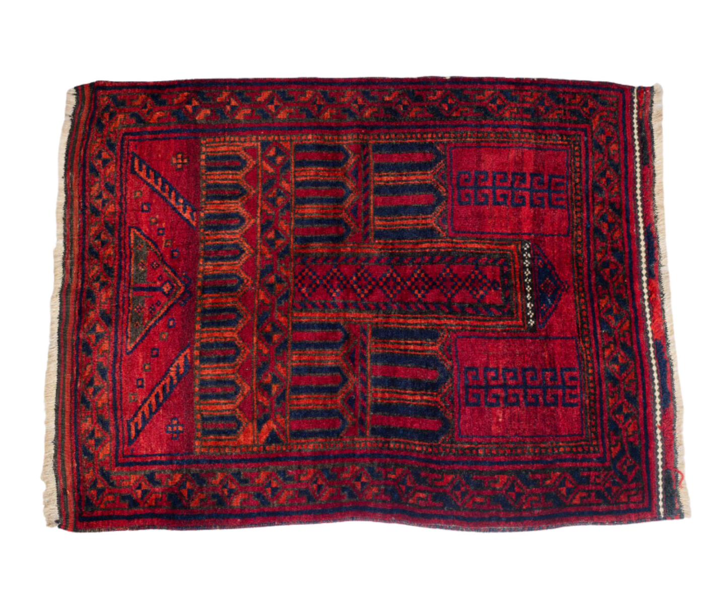 Rare Beluch Prayer Rug - Authentic Afghan Craftsmanship | Hand-Knotted Wool, Naturally Dyed