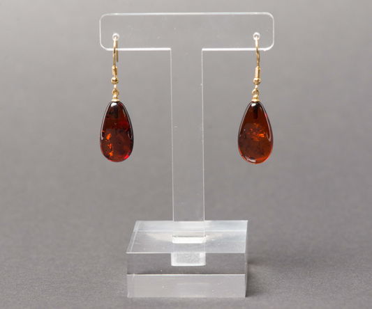 Natural Baltic Amber Drop Earrings, Sterling Silver