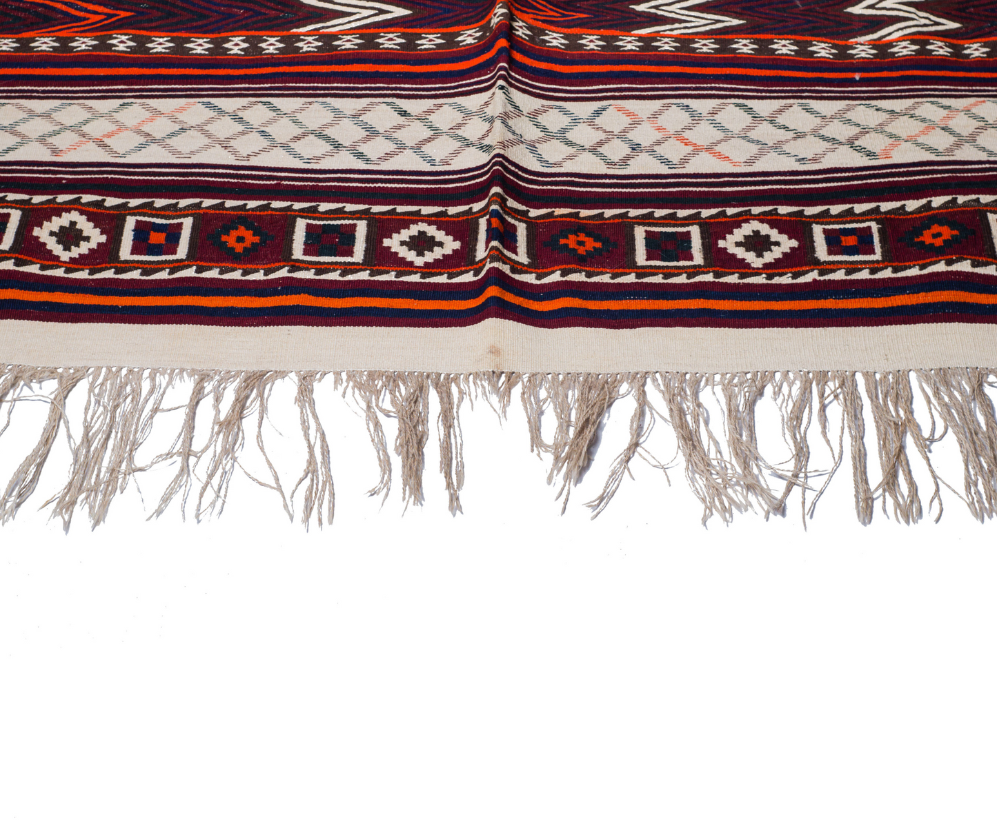 Beautiful Central Afghan Kilim - Hand-Embroidered and Woven