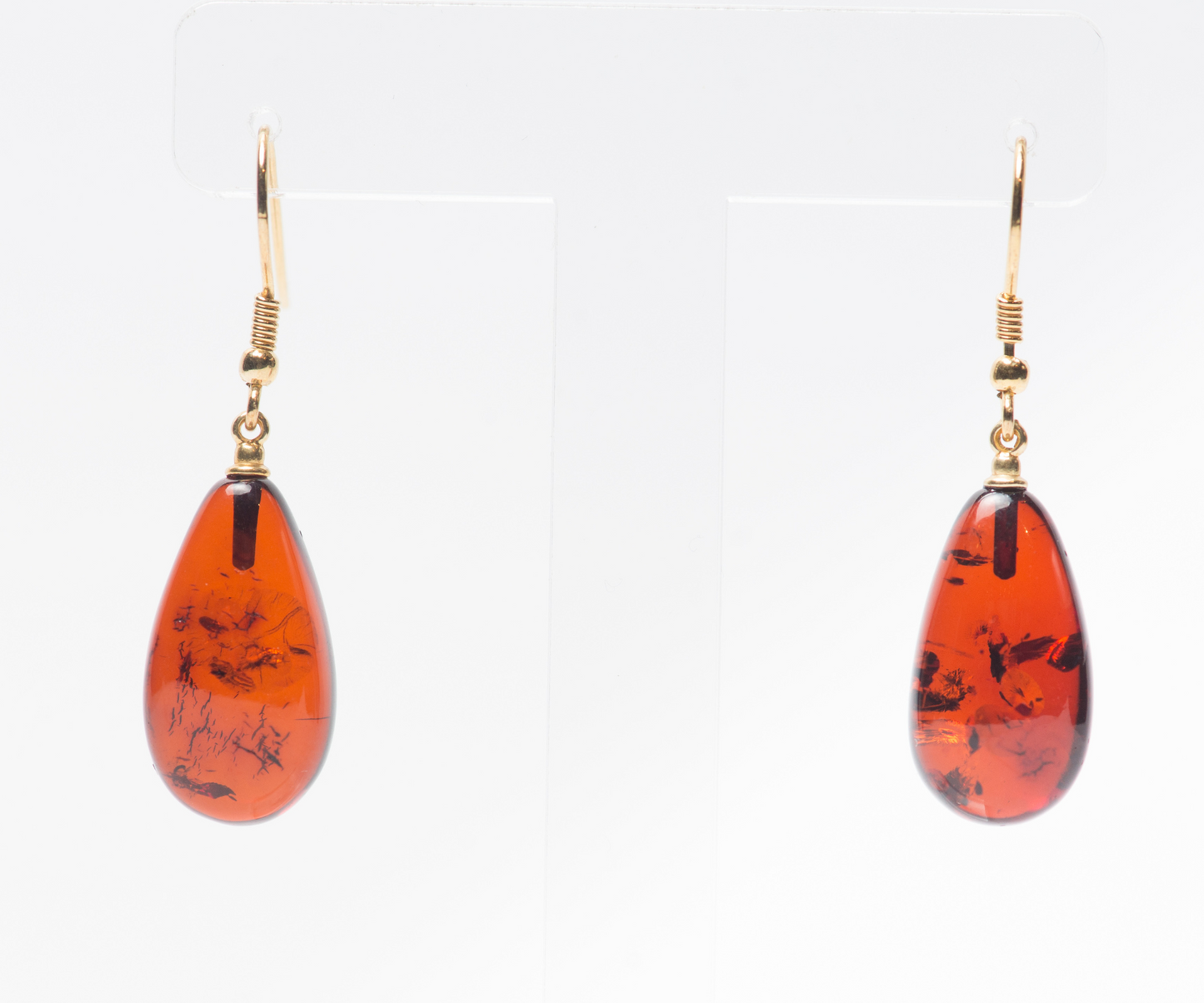 Natural Baltic Amber Drop Earrings, Sterling Silver