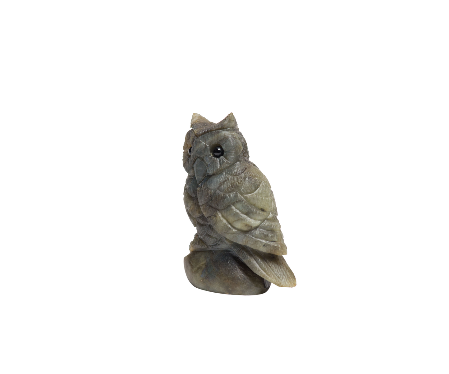 Labradorite Crystal Owl - Hand Carved Gemstone Owl - Blue Flashy Labradorite Owl - Large Owl Crystal Carving - Owl / Bird Lover Gifts