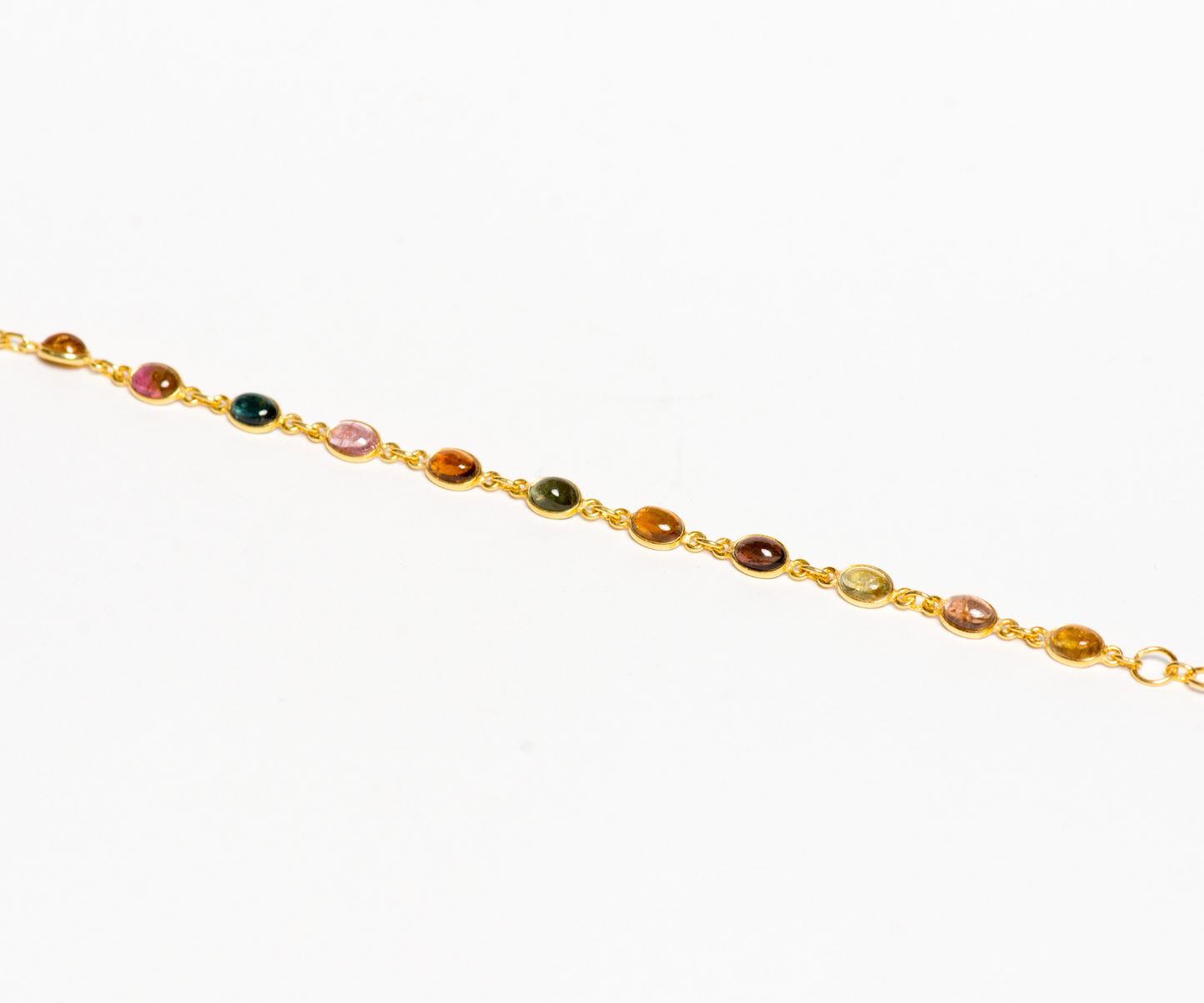 Multicoloured Tourmaline&nbsp; gold polish bracelet, Tourmaline