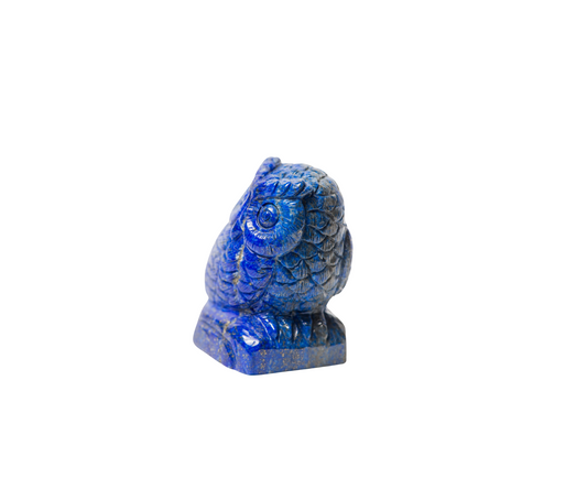 Beautiful Handmade Natural Lapis Lazuli Stone Carving Owl Statue