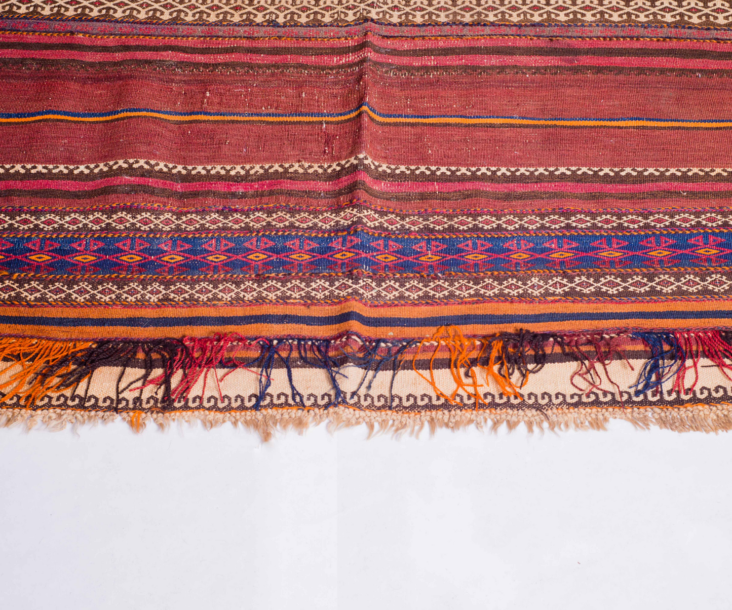 Handcrafted Kilim from Central Afghanistan - Hand-Knotted &amp; Hand-Woven, 372x145 cm