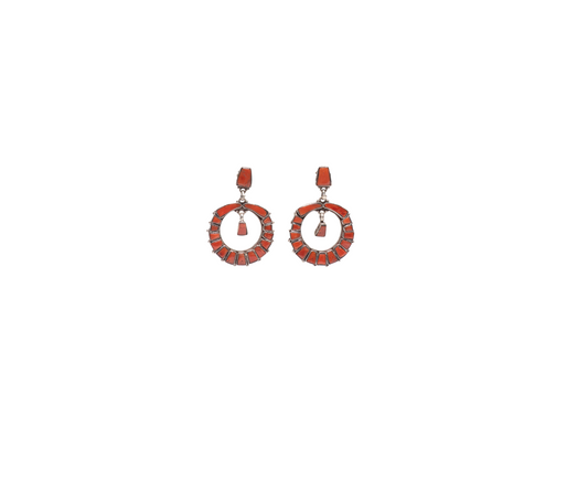 parkling Coral Earrings, Gemstone Earrings, Orange Stud Earrings, 925 Sterling Silver Jewelry