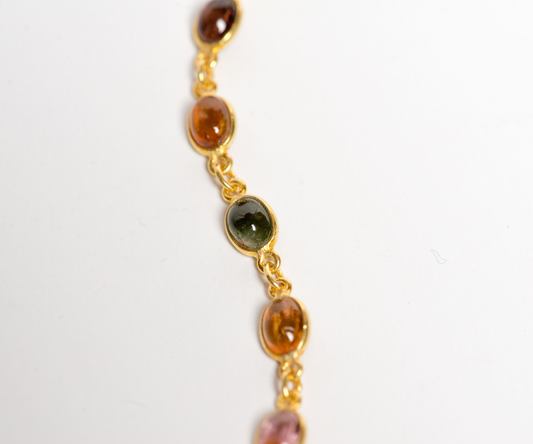 Multicoloured Tourmaline&nbsp; gold polish bracelet, Tourmaline